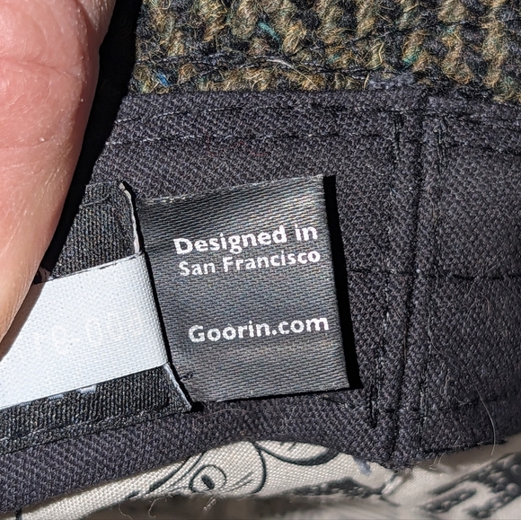 Goorin Bros. L Dark Green & Black Herringbone Tweed Fedora Hat - Picture 9 of 11